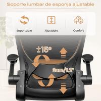 9060 Silla de oficina ergonómica con reposabrazos plegables, silla de ordenador giratoria de malla de 360 ° , gris claro - details 16