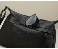 Bolso bandolera de piel auténtica para mujer, correa de hombro ajustable, diseño minimalista de gran capacidad, cierre de cremallera, capa de piel de vaca suave, blanco/negro, fabricado en Guangzhou, bolso de viaje versátil, accesorio elegante, costuras d - details 5
