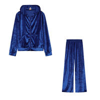 Conjunto de dos piezas de terciopelo coreano con diamantes para deportes y ocio, novedad de otoño e invierno, 2024 - details 14
