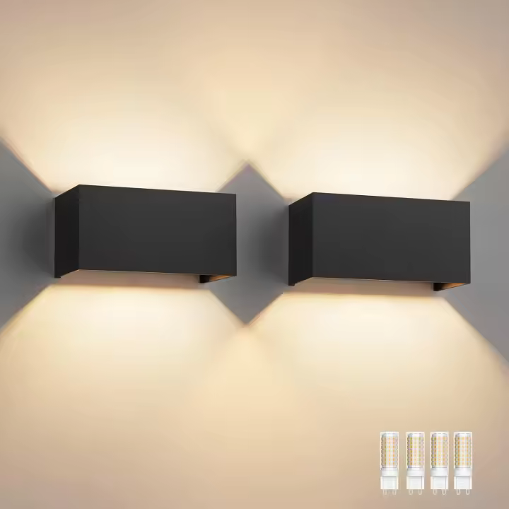 Aplique de Pared Exterior Con G9 LED Bombillas Reemplazables, Blanco Cálido 3000K Lampara de pared Interior/Exterior IP54 Ángulo ajustable Lámpara Pared (Antracita) - 1
