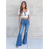 Pantalones vaqueros de mezclilla de cintura alta para mujer Pantalones deshilachados rasgados de estilo coreano - details 10