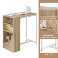 Mesa de bistró Mesa de bar de 91 x 49 x 91 cm con 3 estantes Mesa de pie de consola alta para café, cocina, fiesta, cóctel (no incluye el taburete de bar) - details 3