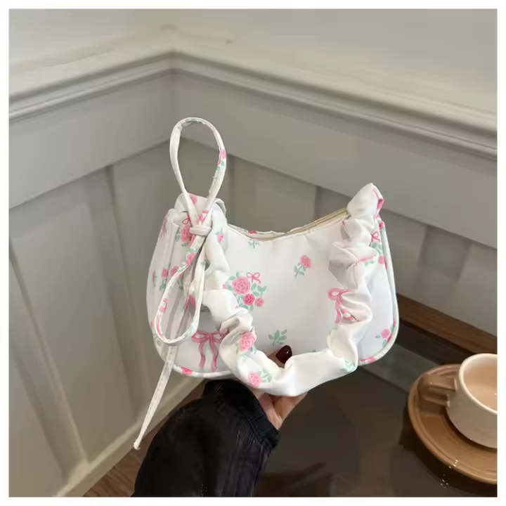Bolso de hombro floral pequeño, suave, dulce y lindo, lazo 2025, moda versátil de alto valor - 1