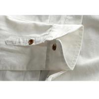Camisa Casual de Algodón y Lino Estilo Japonés para Hombre Top Clásico Transpirable con Manga Larga y Cuello Alto Color Sólido Harajuku - details 8