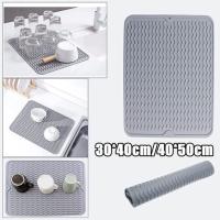 Mantel Individual de silicona para cocina, almohadilla de drenaje antideslizante, soporte plegable para platos, aislamiento térmico, 1 piezas - details 0
