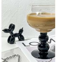 Copa de cristal vintage estilo Ins, copas de vino tinto con cola de tallo inferior negro, copas de Bar, 1 pieza - details 8