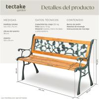 Banco de Jardín Exterior, Madera Lacada y Hierro Fundido, Diseño Elegante, Resistente y Estable, Patio y Terraza - Cruzado - details 19