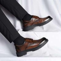 Nuevos zapatos formales informales de suela gruesa cómodos con cordones, vestido de oficina, zapatos de cuero de Pu para hombres - details 5