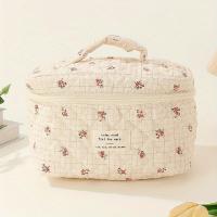 Bolsa de maquillaje acolchada de algodón, neceser grande de viaje para cosméticos, bonito neceser Kawaii Floral, 3 piezas - details 0