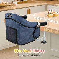 Mesa para Bebé, Trona Portátil Plegable con Arnés de Seguridad, Asiento Enganchable infantil con Bolsa de Transporte para Casa y Viajes (Azul) - details 1