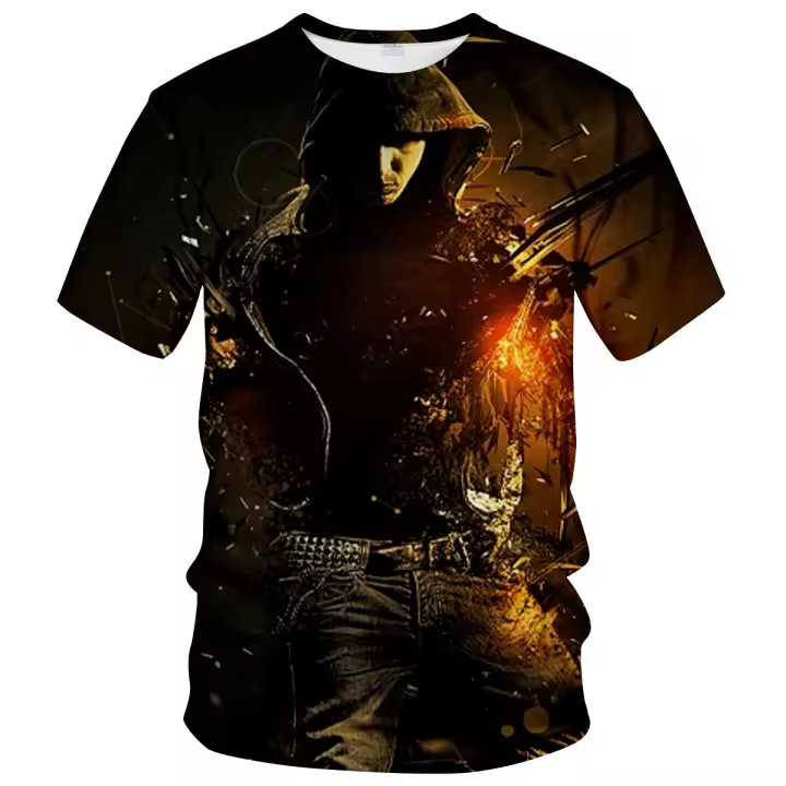 Nuevos hombres y mujeres hip hop patrón 3D impresión casual manga corta Camiseta, novedad ropa - 1