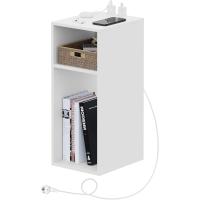 Mesilla Blanca Noche 2 Enchufes USB, 2 Puertos Abiertos para Sala de Estar y Dormitorio 25x30x60 cm - details 0