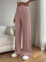 Pantalones de cintura alta holgada pierna ancha sensación de caída versátil casual pantalones rectos - details 1