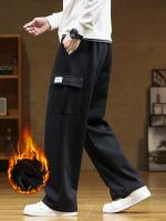 Pantalones de chándal de lana de invierno para hombre, pantalones Cargo de punto gruesos y cálidos con múltiples bolsillos, pantalones deportivos rectos de algodón de pierna ancha, talla grande 8XL - details 4