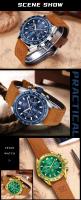 Reloj de cuarzo informal para hombre, correa de cuero genuino Crazy Horse, luminoso, resistente al agua, reloj de moda, regalo para él - details 12