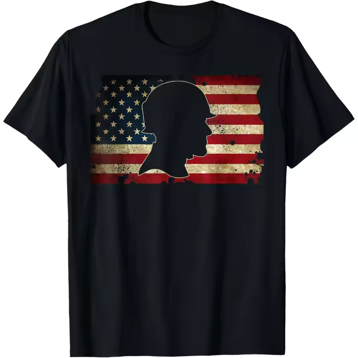 Vintage desgastado bandera americana soldado 4 de julio camiseta de los hombres - 1