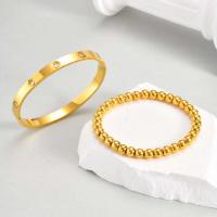 Set de Pulseras VNOX Perlas de Acero Inoxidable Plateadas Doradas, Diseño Apilado Sencillo, Regalo Perfecto para Ella - details 3
