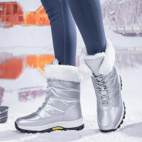Botas de nieve con cordones para mujer con suela gruesa de terciopelo, zapatos cálidos de algodón del noreste antideslizantes de invierno, de gran tamaño - details 7