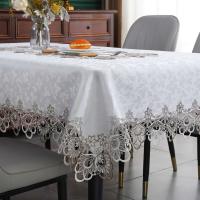 Battilo Ence mesa de comedor rectangular floral blanco bordado mantel impermeable, boda, fiesta, hogar - details 6