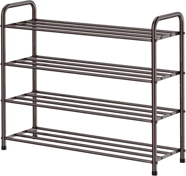 Zapatero de 4 Niveles, Organizador de Almacenamiento de Zapatos de Acero Inoxidable 100%, con Capacidad para 12-16 Pares de Zapatos, para Dormitorio y Sala de Estar, 68 x 26 x 65 cm - 1