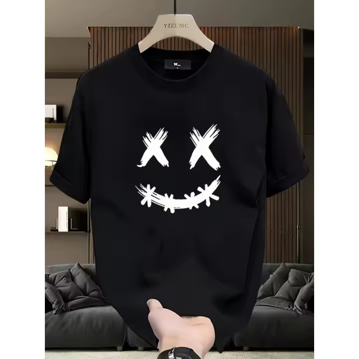 oversizeMarca de moda con impresión pesadaTCamiseta de Manga Corta de Algodón para Hombres, Top Versátil y Casual de Verano - 1