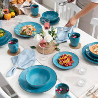 Vajilla de Cerámica para Cena Vancasso Navia con Plato de Cena Plato de Postre y Bol de 800ml Juego para 4 Personas Diseño Redondo Material Stoneware Producto Especialmente Diseñado para Pasta Adecuado para Todas las Estaciones - details 1