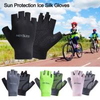 Guantes de seda de hielo cómodos para deportes al aire libre, mapla de medio dedo, alta elasticidad, conducción, pesca, ciclismo - details 0