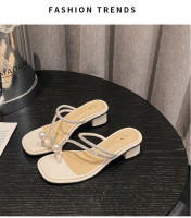 Zapatillas de Tacón Grueso y Perla de Diamante de Imitación Diseño de Cabeza Cuadrada Tacón Alto - details 22
