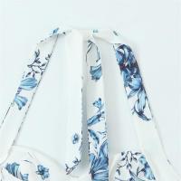Vestido de verano 2025 con estampado floral, cuello halter en contraste de color, sin espalda, falda corta, nueva moda para mujer - details 7