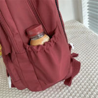 Mochila de gran capacidad de color puro, impermeable, multifuncional, bolso escolar para estudiantes, mochila de nylon para adol - details 5