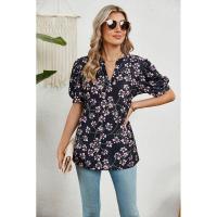 Camiseta holgada con estampado vintage para mujer, ropa de manga corta de estilo coreano a la moda, Top informal con cuello en V para mujer - details 17