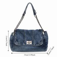 Bolso de hombro, bolso de lona vaquero, estilo callejero, cadena de Metal, bolso Vintage, Color sólido, gran capacidad, bolso cruzado sólido para estudiantes - details 1
