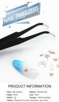 Pinzas negras de acero inoxidable, herramienta de recolección de diamantes de imitación, pestañas postizas, pinzas rectas curvas sólidas para cejas, herramienta de reparación de Arte de uñas - details 0