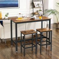 Conjunto de Comedor de Estilo Rústico Marrón Taburetes de Barra, Mesa de Desayuno, Sillas - details 3