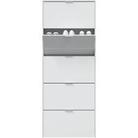 Zapatero con 5 Puertas, Mueble Zapatero Estrecho Dormitorio,Capacidad 15 Pares, Color Blanco Brillo, Medidas: 70 x 180 x 17 cm de Fondo - details 2