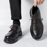 Zapatos de negocios de cuero informales retro negros con cordones y caña baja de cuero para hombre - details 5