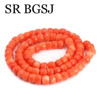 8-10mm fabricación de joyas forma de columna naranja DIY Real genuino Natural mar bambú Coral cuentas hebra 15" - details 3