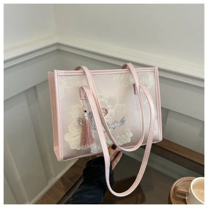 Nuevo bolso de hombro bordado de estilo chino para mujer, novedad de verano 2025, bolso de viaje de gran capacidad, bolso de mano de estilo nacional para axilas - 1