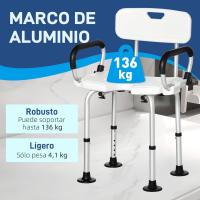 Silla de Ducha para Ancianos Antideslizante, Altura Ajustable, Apoyabrazos Regulables, Carga de 136kg - details 2