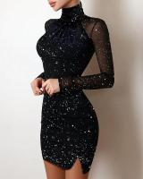 Vestido de manga larga con hombros descubiertos para mujer, Vestido corto de encaje a la moda, falda elegante, nueva para fiesta - details 6