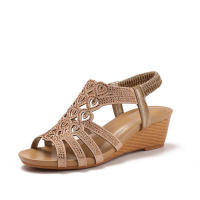 Sandalias dulces estilo Sandalia para mujer verano 2025 nuevo artículo, suela gruesa de bizcocho con diamantes de imitación, Tacón de Cuña, zapatos romanos - details 3