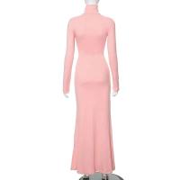 Elegante Vestido Largo con Cuello Alto Moda de Invierno Criptográfica para Mujeres - details 11