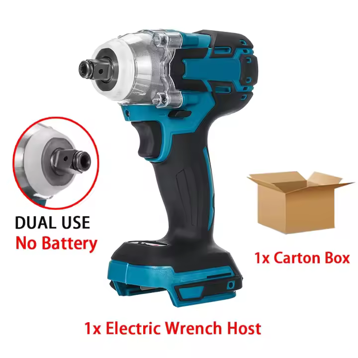 Llave de trinquete eléctrica sin escobillas 520N.M 1/2" herramienta eléctrica recargable para batería Makita 18V - 1