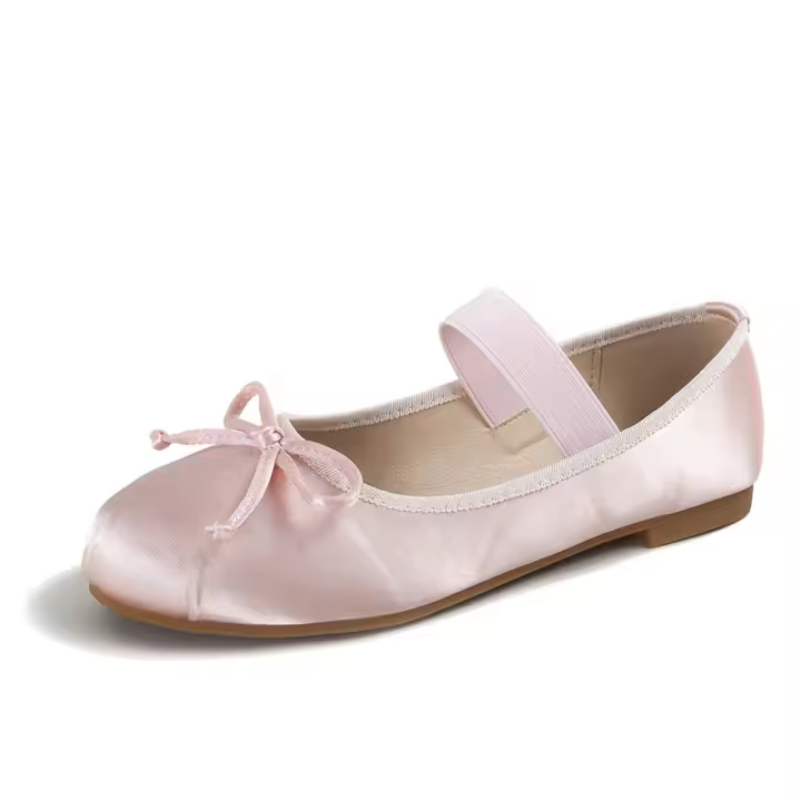 Zapatillas de ballet planas retro francesas con arco y boca poco profunda - 1