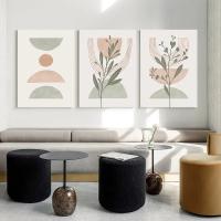 Pintura Nórdica en Líneas Geométricas para Decoración de Pared Póster de Hojas Boho Abstracto Imagen de Pintura Decorativa para Dormitorio y Hogar Marca DHROOM Material Lienzo - details 4
