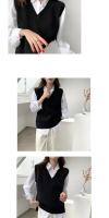 Suéter de mujer chaleco Otoño e Invierno coreano suelto negro cuello pico tejido chaleco sin mangas suéter de mujer - details 7