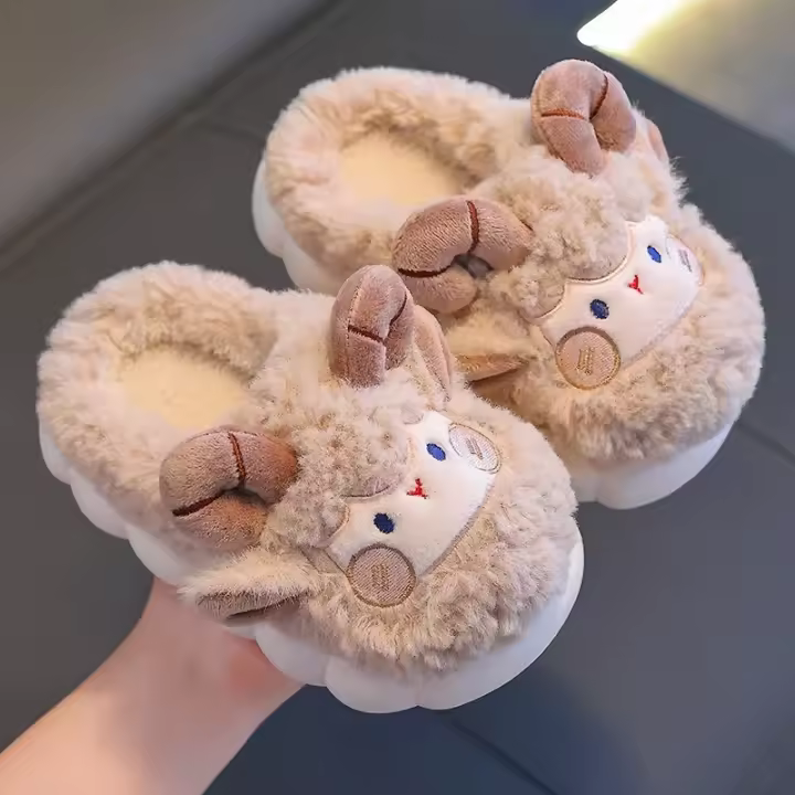 Suaves Zapatillas de Lana de Invierno Calentitas Antideslizantes para Niños - 1