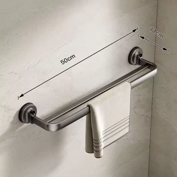 Toallero de instalación de presión negativa al vacío para baño, montado en la pared, gran espacio, espacio ventilado, aluminio, a prueba de herrumbre - 1