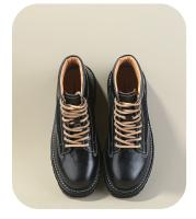 Botas cortas de caña alta casual retro zapatos de cuero de moda de piel de vaca botas de herramientas - details 6