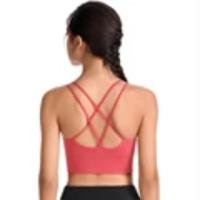 Sujetador deportivo para mujer, Push Up, sin aros, acolchado, entrecruzado, con tiras, para correr, entrenamiento de gimnasia, entrenamiento, ropa interior de Yoga, Tops cortos - details 0